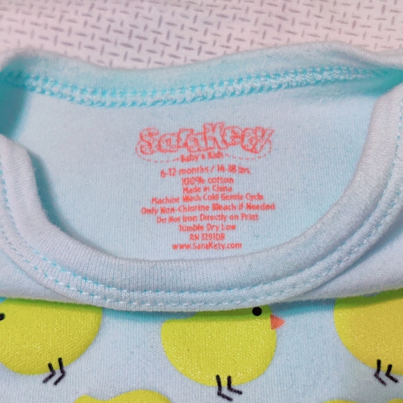 🧮6/$20 Sara Kety "Chicks All Over Me" Onesie Pastel Blue & Yellow Sz. 6-12 mos - Picture 2 of 4
